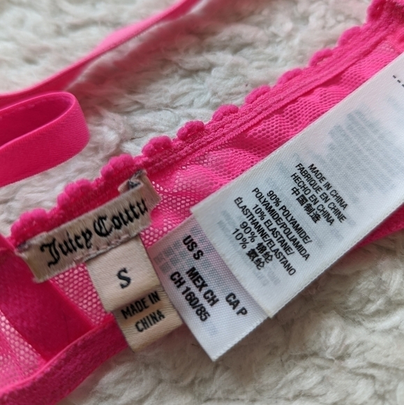 Juicy COUTURE hot pink mesh lace hearts bra small xs - Picture 6 of 7